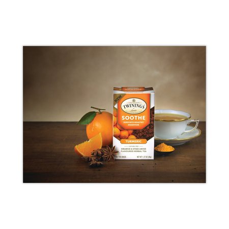 TWININGS Soothe Decaf Orange and Star Anise Herbal Tea Bags, 0.07 oz Bag, PK18, 18PK TNA53662